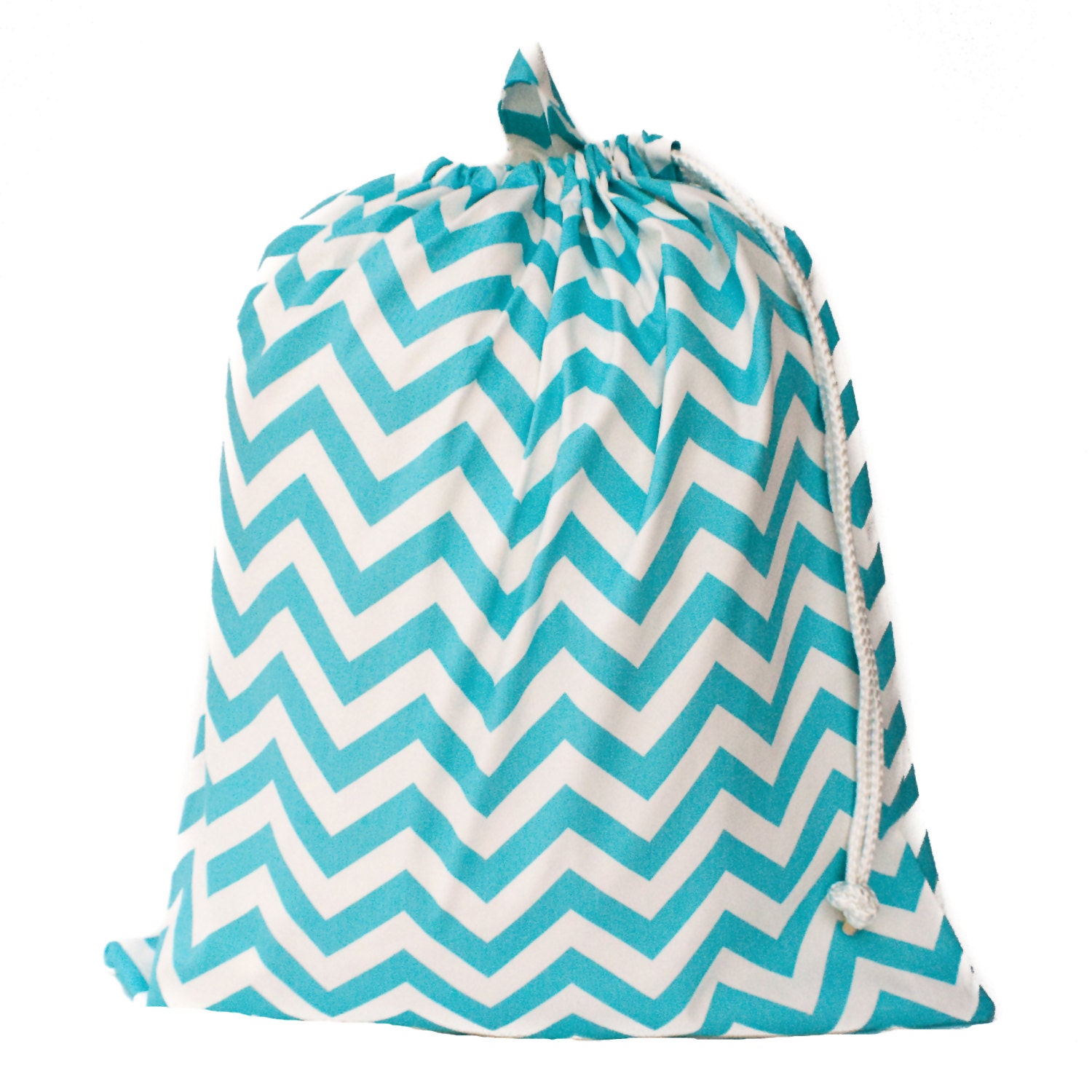 Extra Large Laundry Bag for Dorm and Travel -- Aqua Chevron -- Made To Order
