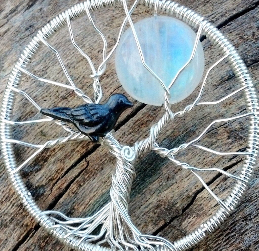 Blackbird Singing in the Dead of Night Pendant - Original Tree of Life Design by Ethora