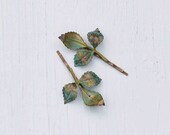 Green LEAF Branch Hair Accessories Bobby Pin Set  Leaf Woodland Wedding Green Leaves Fairy Faerie Nature Garden Wedding Bridal