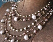 Multi Strand Pearl Necklace in Ivory/Blush