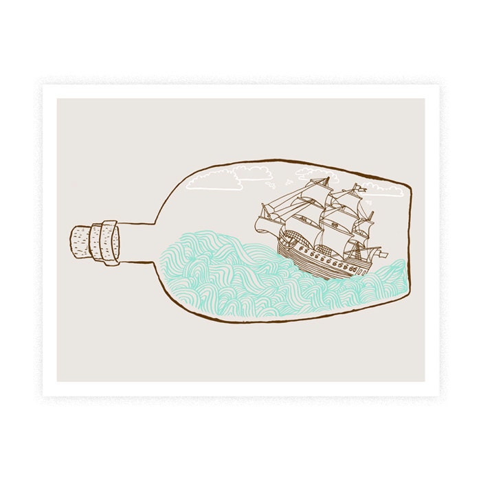 Ship In A Bottle fine art print, 8 x 10
