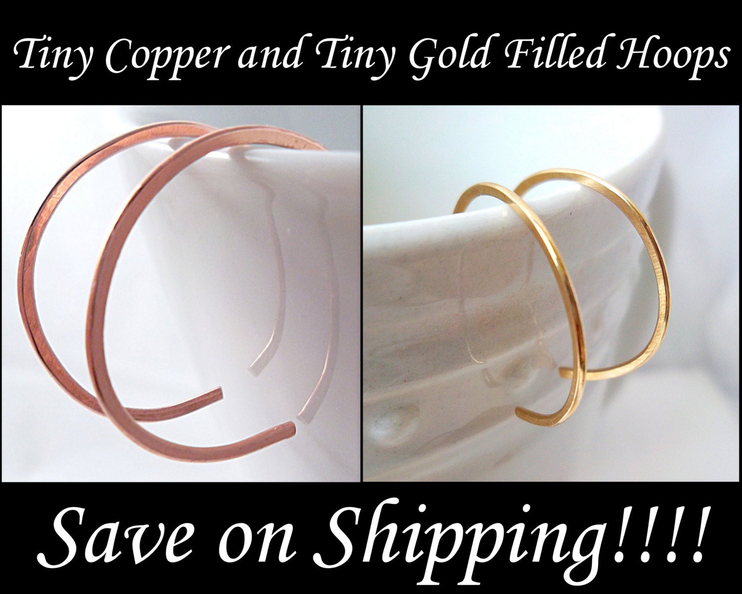 Tiny Copper and Tiny Gold Filled Hoop Earrings Combo Pack, Reverse Hoops