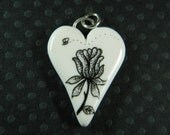 A Rose Is A Rose Is A Rose- Ink Art Heart Pendant