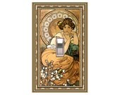 Mrs. Butler Switchplates  - Mucha Design - Topaz Girl  1431x-t1