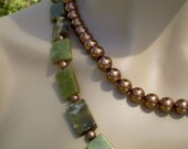 Classic green serpentine and bronze pearl necklace pair