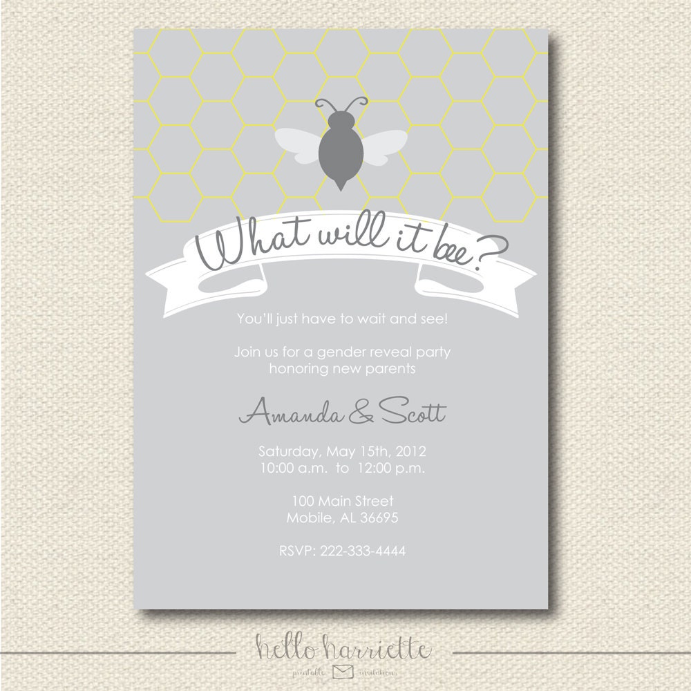 PRINTABLE What Will It Bee Invitation