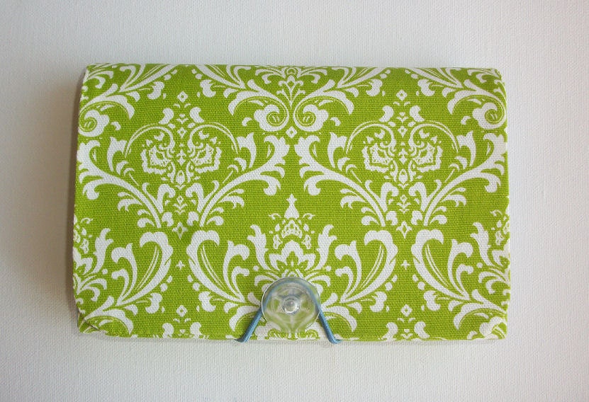 COUPON  Organizer - Holder - Keeper --  Lime Green Damask