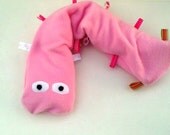 Pink weighted caterpillar lap pad with ribbon fidgets 2 1/2 pounds