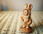 Little Boy in Bunny Suit, Original Ceramic Clay Figurine