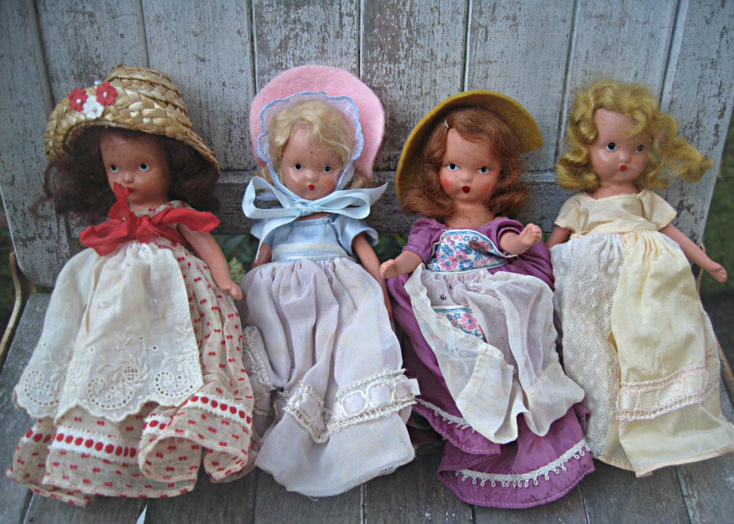 Vintage Nancy Ann bisque dolls, set of 4, instant collection of storybook dolls