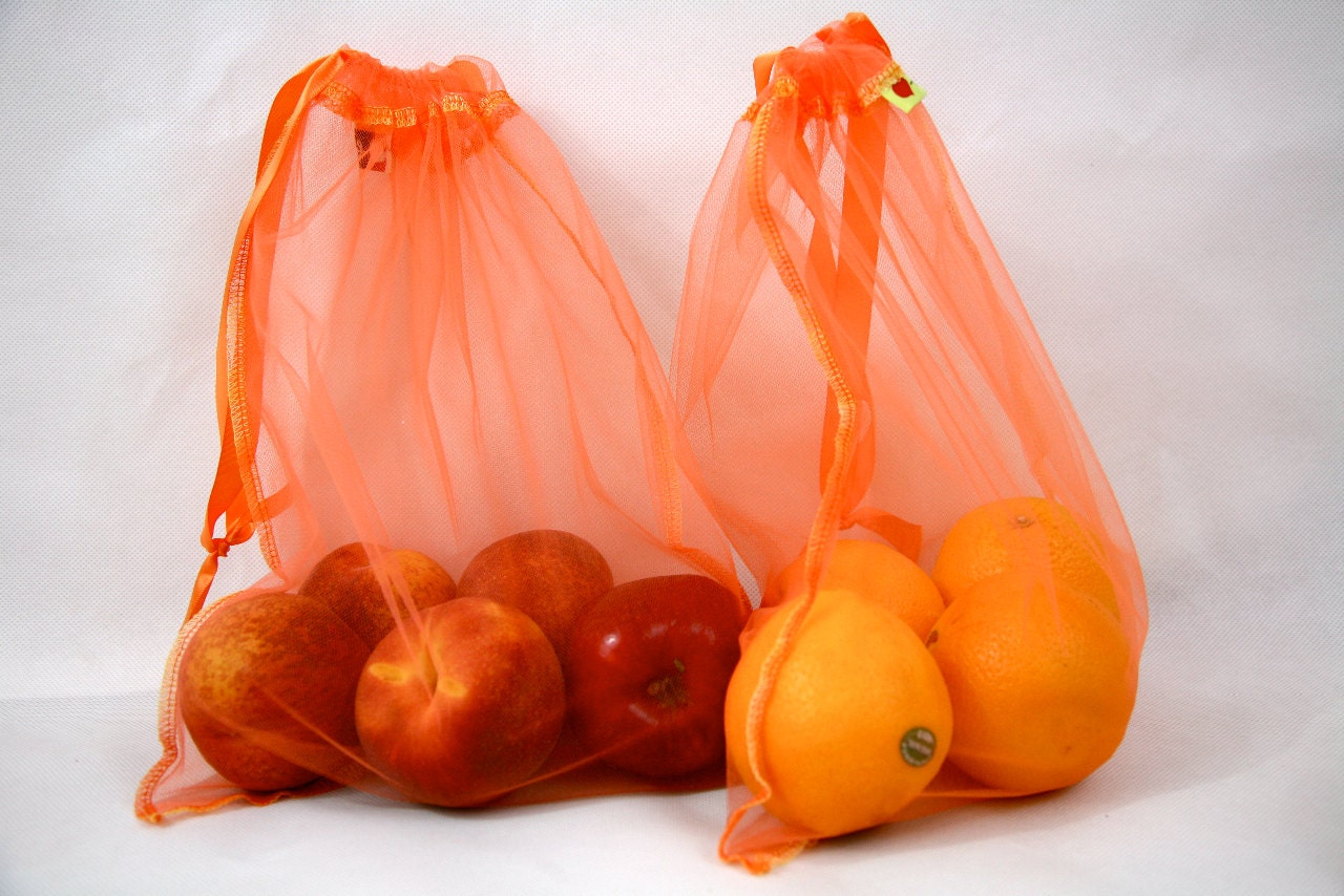 You pick any color 4 Reusable produce bags Tangerine Eco friendly Fabulous new color