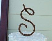 Rustic Cake Topper 5" Script Initial - Any Letter