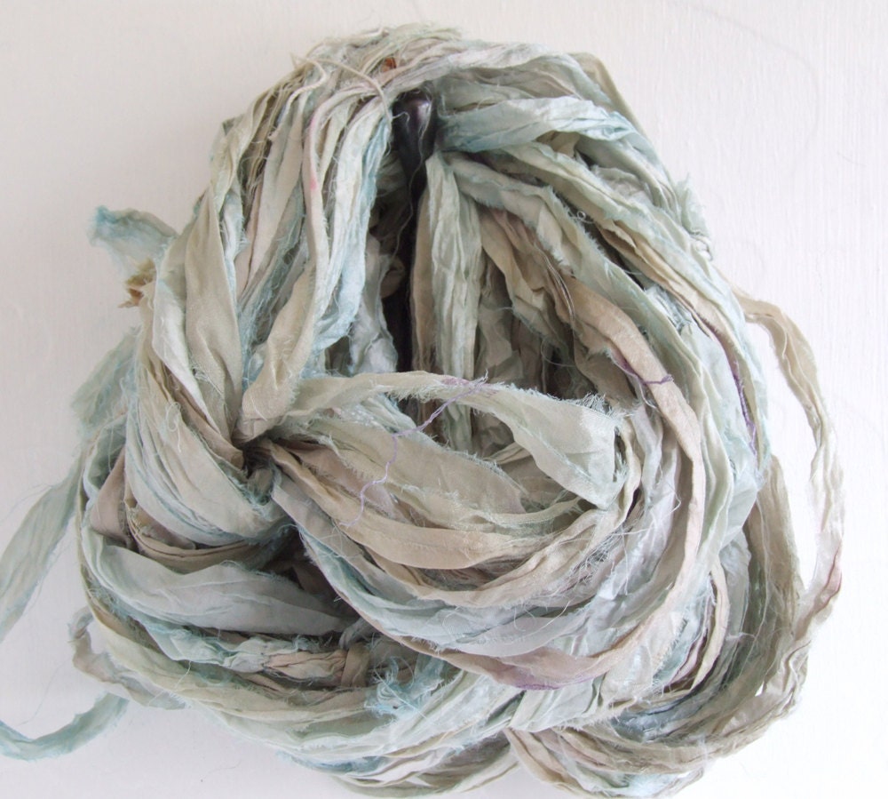 Hand Dyed Recycled Sari Silk Ribbon, 10 yds