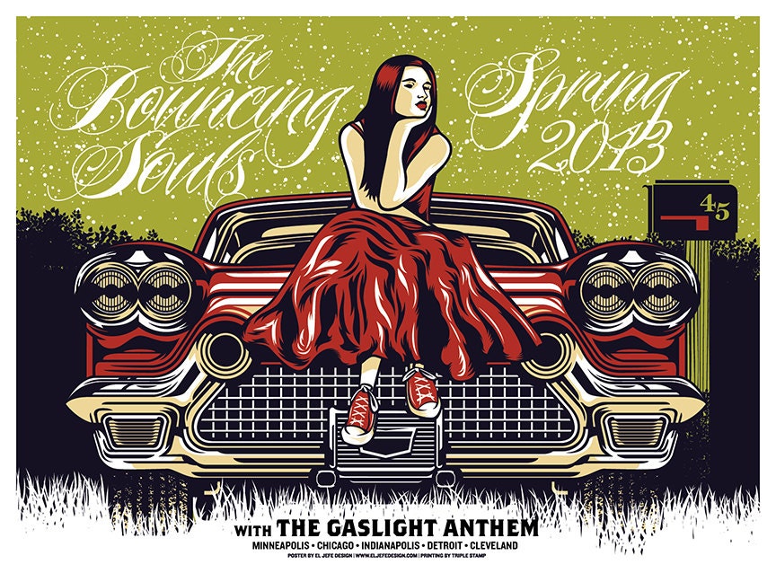 Bouncing Souls - Gaslight Anthem - US Spring Tour 2013 - Gig Poster - Car