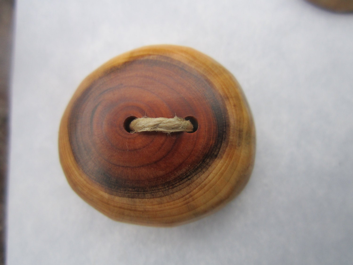 3 Yew Wood Buttons- Handmade Wooden Buttons- Knitting, Sewing, Craft Button
