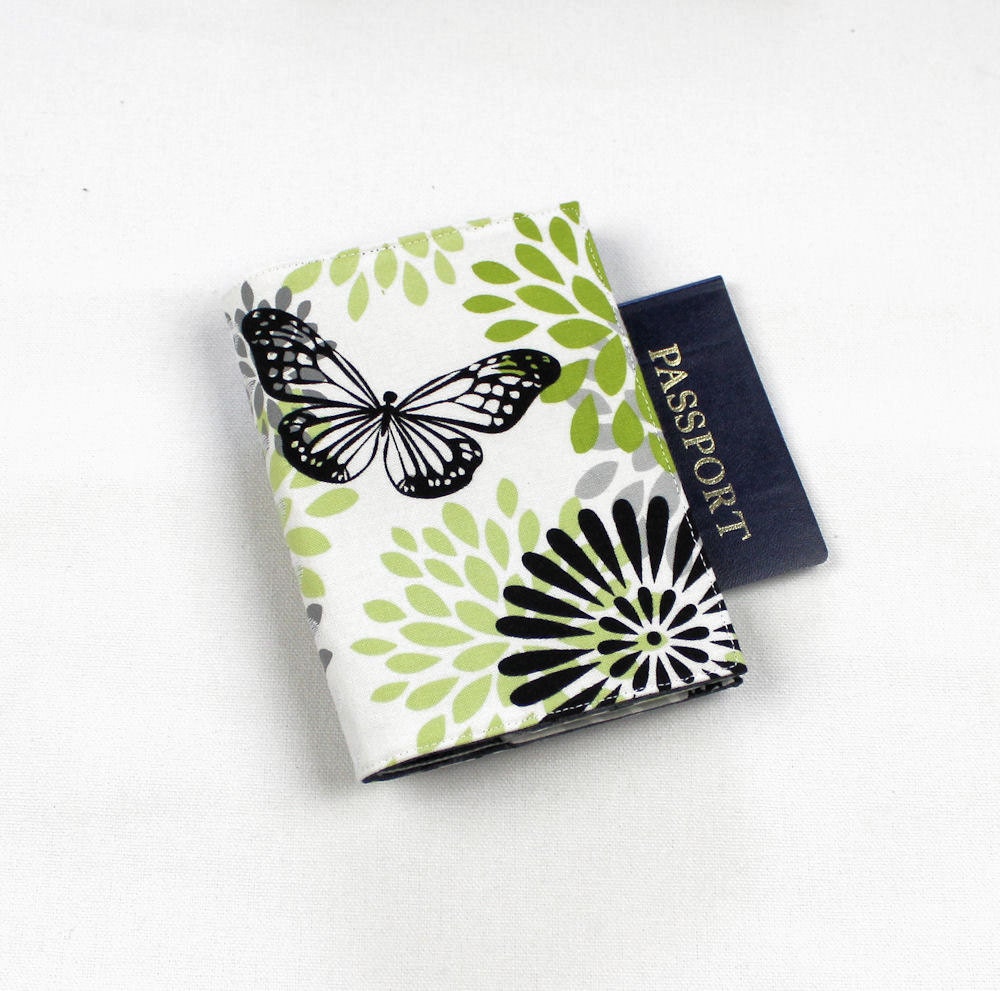 Butterflies Fabric Passport Cover with Velcro Closure