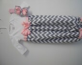 Private listing for Yesenia Solano only Boutique Gray Chevron  Infant Gown Set great for coming home outfit