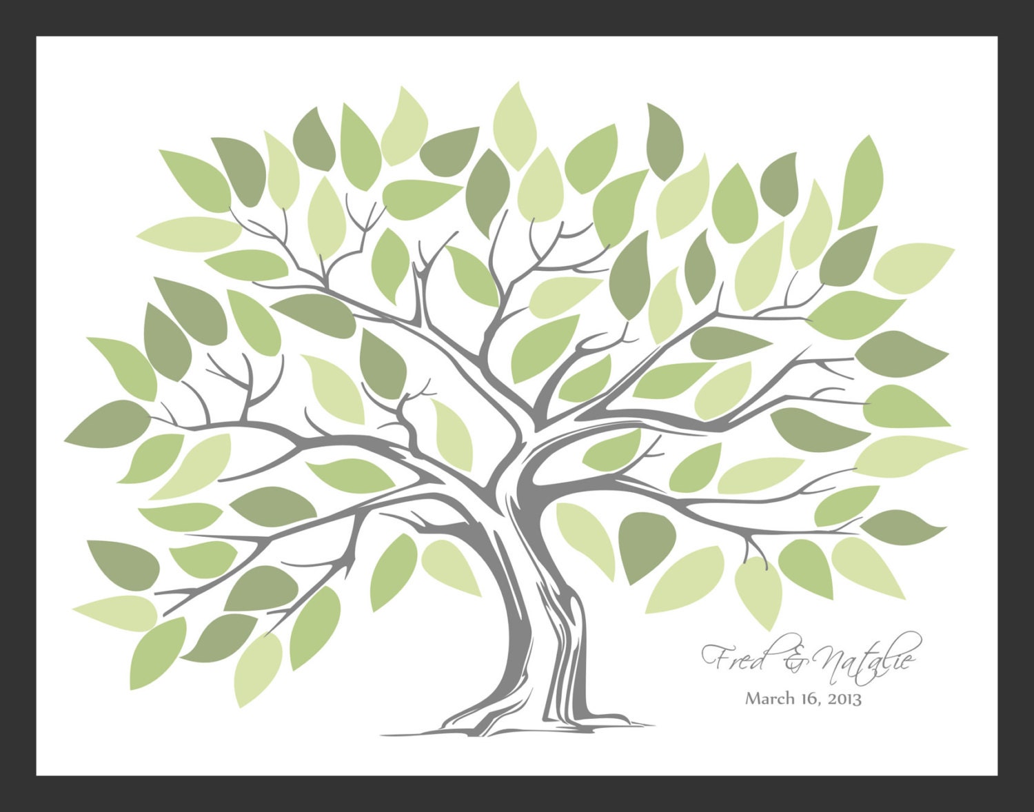 Personalized Wedding Tree Guest Book Print for up to 75 guests