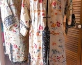Vintage 1930s Chinese Robe Jacket Ivory Silk Floral Embroidery AS IS 44 bust