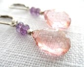 Mystic pink quartz earrings - amethyst earrings - silver earrings - pink earrings -  L A U R E N