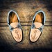 Navy & Faux Denim n' Tan Leather Boat Shoes with etched ANCHORs - MADE TO ORDER