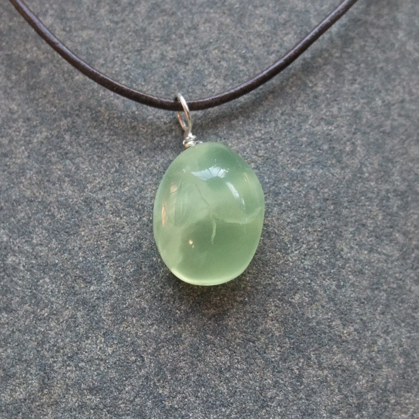 Prehnite pendant necklace - small yellow green gem stone naturally sourced in Australia