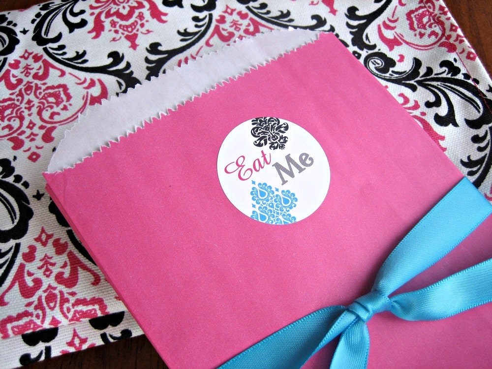 Eat Me Alice In Wonderland Tea Party Treat Bags, set of 6