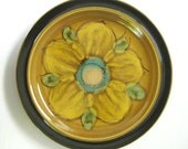 1970s Retro Casual Ceram Japanese Stoneware Salad Plate Electra Floral Caramel