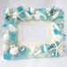 Beach Decor Sea Glass & Seashell Frame - Nautical Beach Glass Shell Frame in Aqua, 8x10
