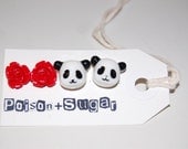 Red Roses and Panda Earring Set TOTALLY Kawaii