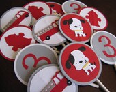 Firetruck Party Cupcake Toppers - Freddie