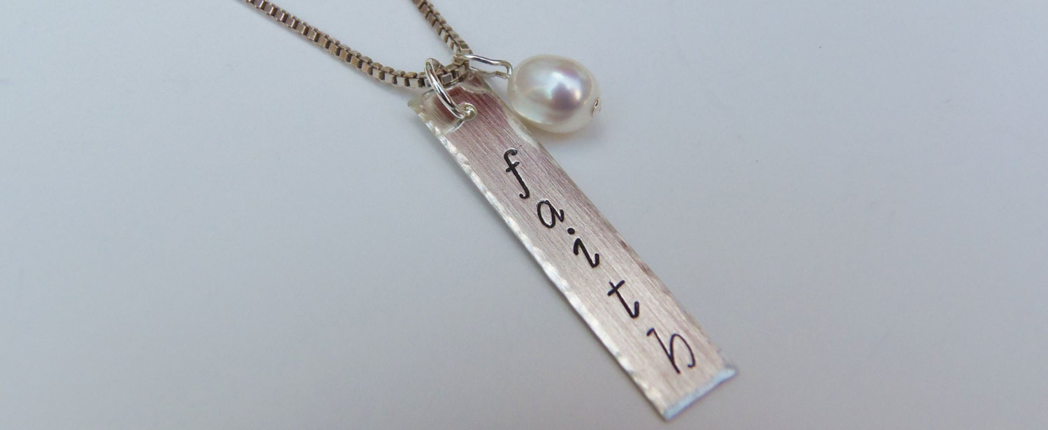 SALE - Ready to Ship-- FAITH Sterling Silver Necklace - Custom  Hand Stamped