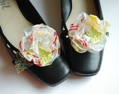 SALE-SALE-Cute organza flowers with butterfly-Set of two-Weddings Accessories Shoe clips Hair clips Bobby pins-Bridesmaids Flower girl