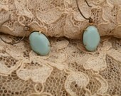 vintage style swarovski earrings aqua blue rhinestone glass jewel fresh dainty summer