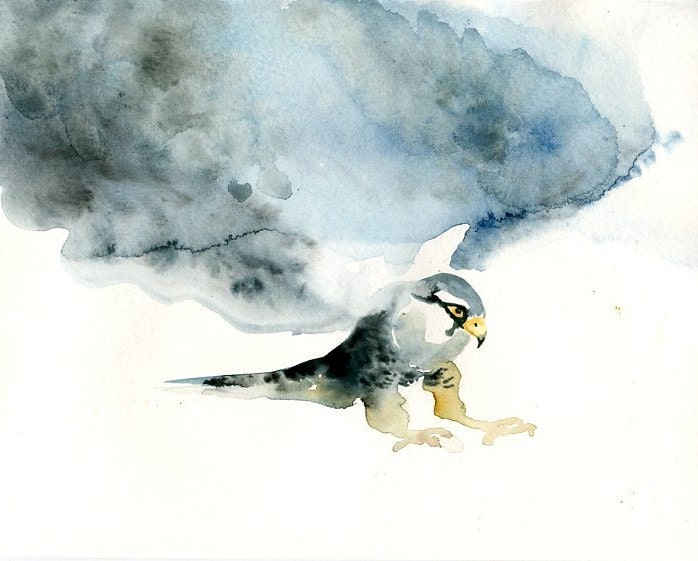 PEREGRINE FALCON Original watercolor painting 10X8inch