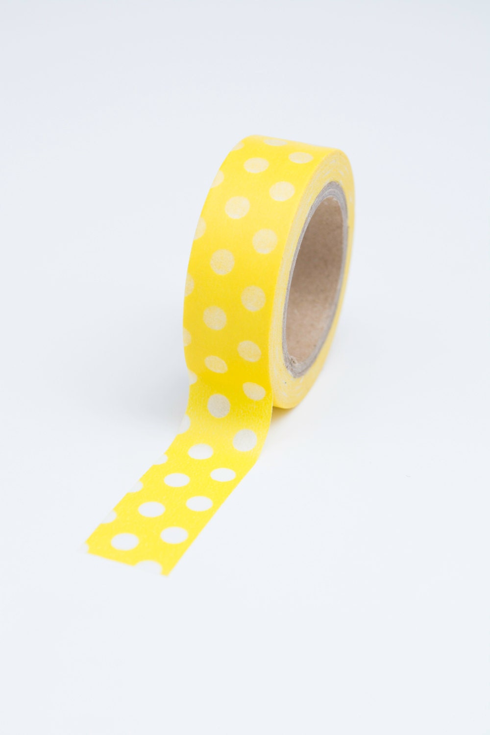 Washi Tape - 15mm - Large White Dots on Bright Yellow - Deco Paper Tape  No. 732