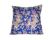 Indonesian Batik, 16" x 16", Pillow Cover, Blue