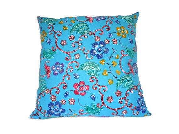 Batik, 18" x 18", Pillow, Turquoise