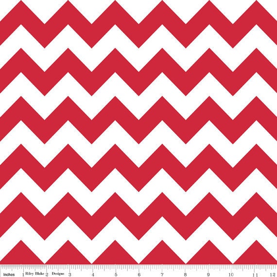 1 Yard Medium Riley Blake Red and White Chevron Fabric