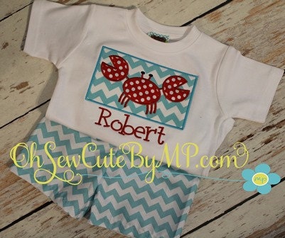 Monogrammed Chevron crab tshirt