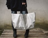 Silver Oversized Tote Bag ,every day silver bag