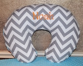 BABY BOPPY COVER - Monogrammed/Personalized Custom Chevron & Minky Dot Boppy Cover with Zipper Closure