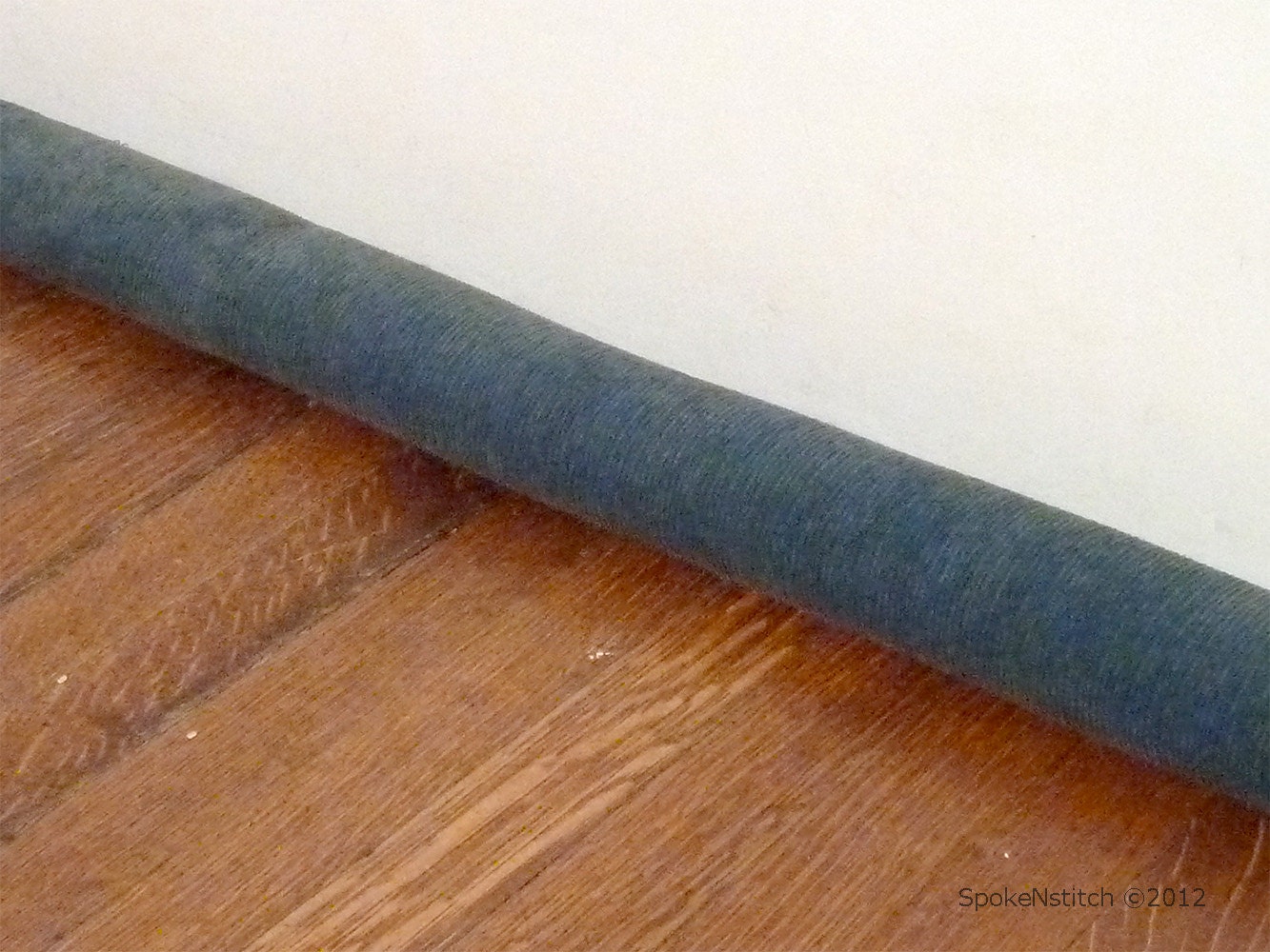 Door Draft Stopper, Door Snake - Blue and Green Corduroy