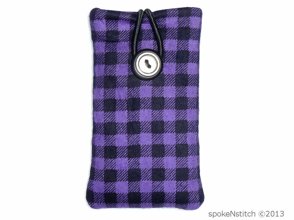 Purple and Black Plaid iPhone Sleeve - iPhone 5, iPhone 4