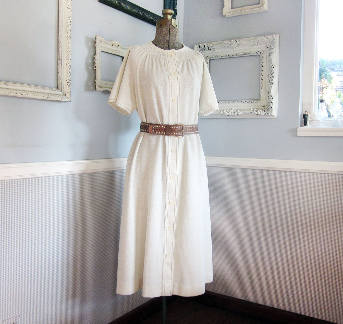 60s Dress // Ivory White // Size Medium