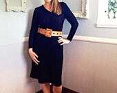 Black Sweater Dress // Vintage Cable Knit // 1970s Size Large