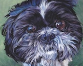 Shih Tzu Dog art CANVAS print of LA Shepard painting 8x10