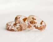 Resin Ring Dark Gold Flakes with Gold Mica Small Faceted Ring OOAK sparkling amber boho minimalist jewelry rusteam