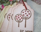 Valentine's Day Gift Tags - Be Mine - Trees with Glittered Hearts