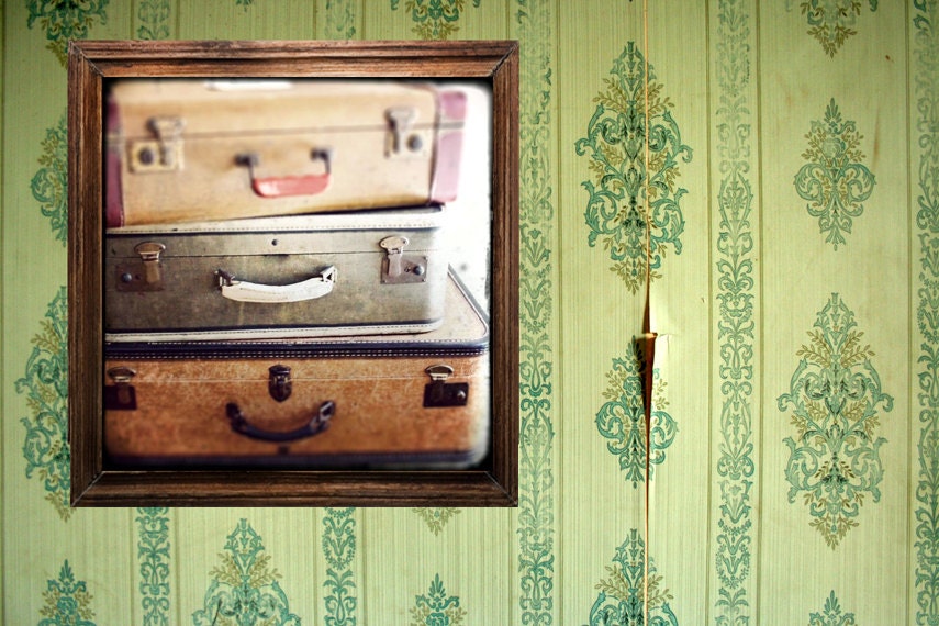 Vintage Travel Photo - "Take the Long Way Home" - Antique Suitcases Sepia Film Photograph - Vintage Luggage